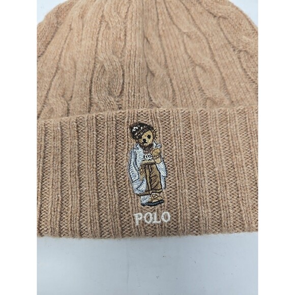 Ralph Lauren Girl Polo Bear Wool Blend Cable Knit Hat Beanie New Embroidered - Picture 2 of 6